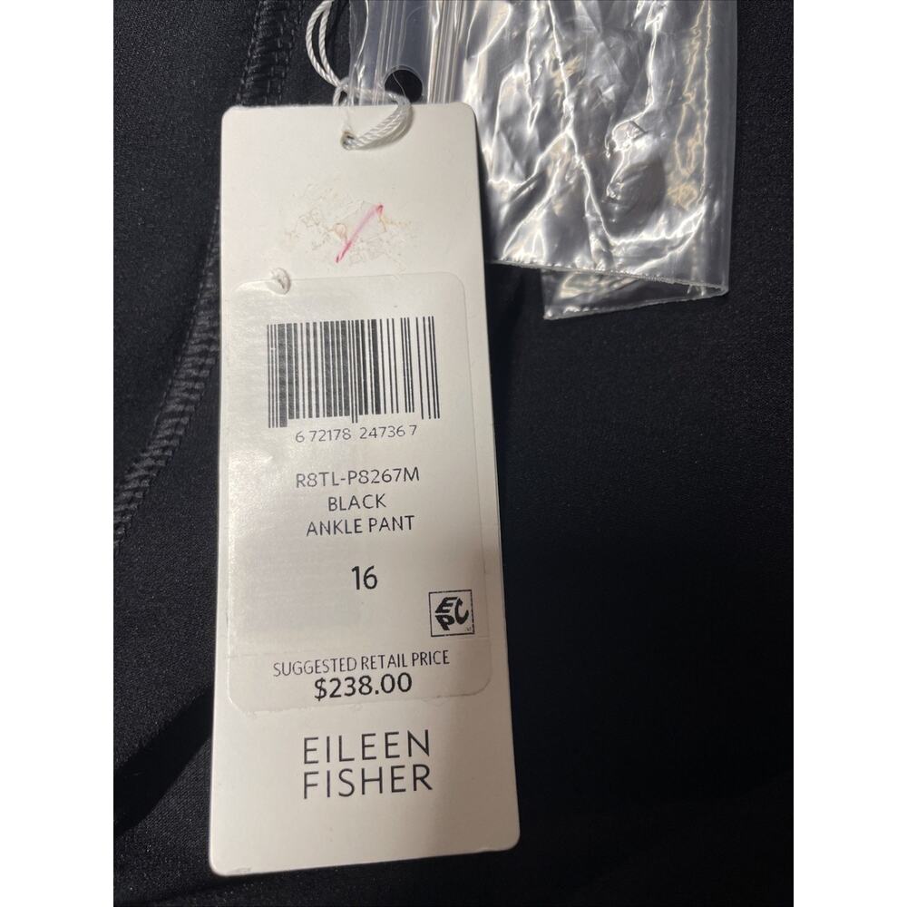 Eileen Fisher NWT Lightweight Washable Stretch Crepe Ankle Pant Black - Size 16 - Picture 6 of 6